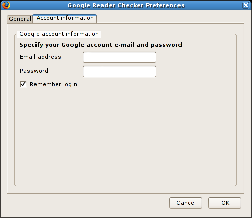 Google Reader Watcher account information